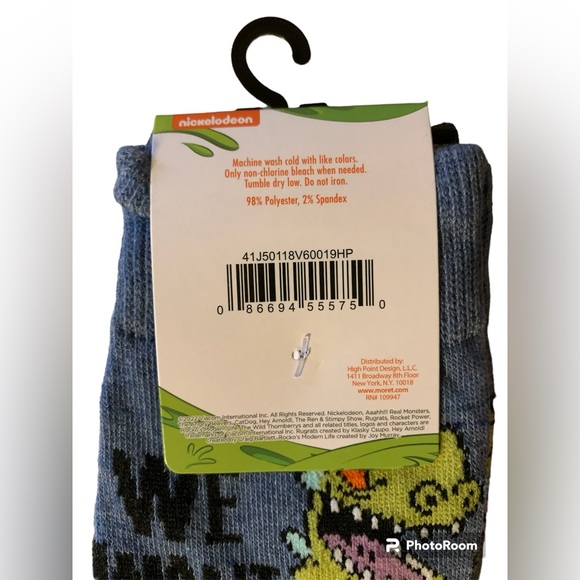 Nickelodeon Rugrats 2 pair crew socks size 6.5-12 new nwt Reptar Chuckie - Picture 3 of 3